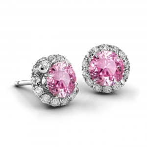Swirl Pink Sapphire Diamond Earrings