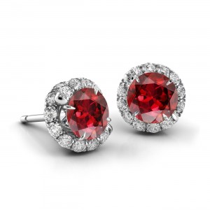 Swirl Ruby Diamond Earrings