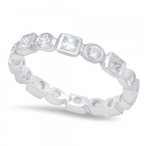 Square and Round Diamond Eternity Band