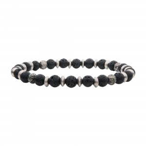 Lava Stones with Black Oxidized Beads Bracelet