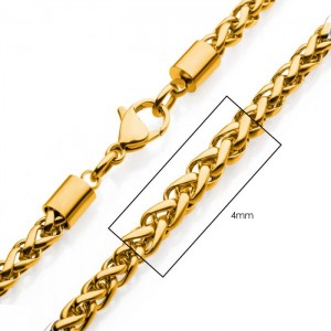 4mm 18K Gold Plated Wheat Chain