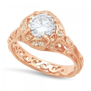 Rose Gold Ladies Engagement Ring R10439-D,CZ (1)