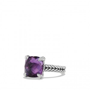 Châtelaine Ring with Amethyst and Diamonds, 11mm
