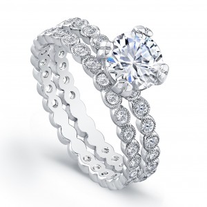 White Gold Ladies Engagement Ring R4019(C)-D,D,CZ
