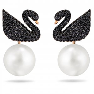 Swarovski Iconic Swan earring jackets
Swan, Black, Rose-gold tone plated