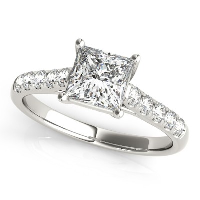 14K White Gold Trellis Engagement Ring