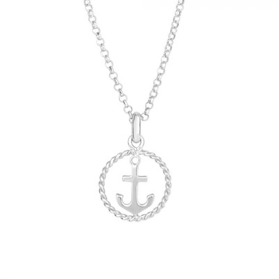 Silver Anchor and Rope Detail Necklace
