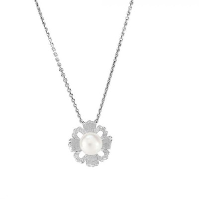 Silver Freshwater Pearl Flower Necklace