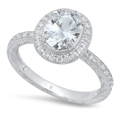 Diamond Engagement Ring Setting with Oval Halo