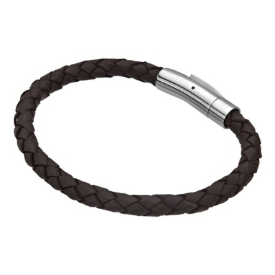 Single Dark Brown Braided Leather Bracelet