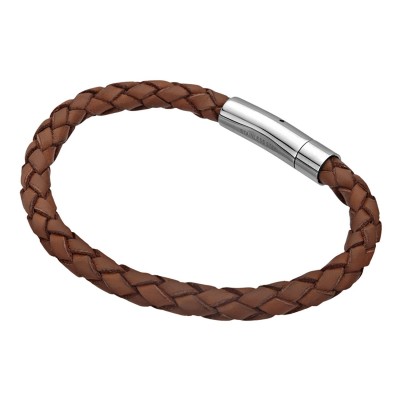 Single Brown Braided Leather Bracelet