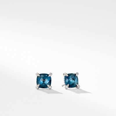 Châtelaine® Earrings with Hampton Blue Topaz and Diamonds, 9mm
