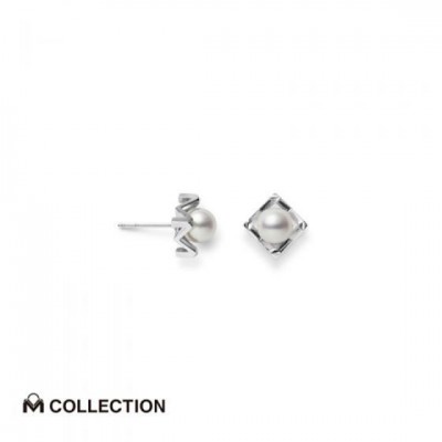 M Collection Akoya Cultured Pearl Earrings in 18K White Gold