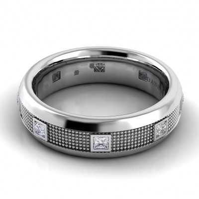 Domed Diamond Wedding Ring for Men