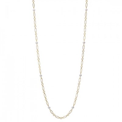 M Code Akoya Cultured Pearl Necklace in 18K Yellow Gold - 32 Inch