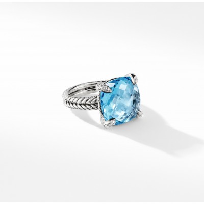 Chatelaine® Ring with Blue Topaz Diamonds, 14mm