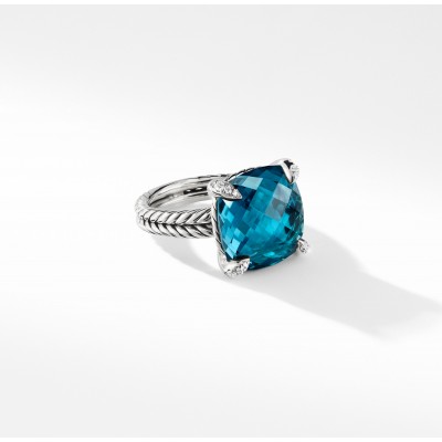 Châtelaine Ring with Hampton Blue Topaz and Diamonds, 14mm