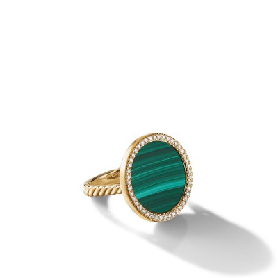 DY Elements® Ring in 18K Yellow Gold with Malachite and Pavé Diamonds