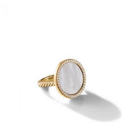 DY Elements® Ring in 18K Yellow Gold with Mother of Pearl and Pavé Diamonds