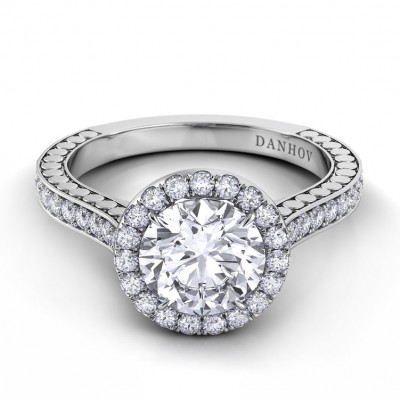 Halo Engagement Ring in Platinum