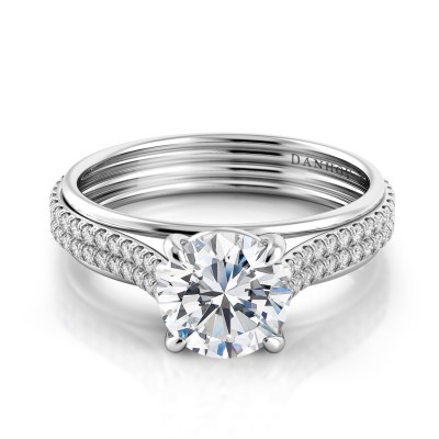 Single Shank Double Row Diamond Engagement Ring