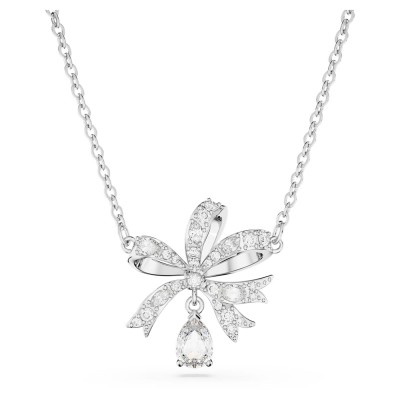 Volta necklace
Bow, Small, White, Rhodium plated